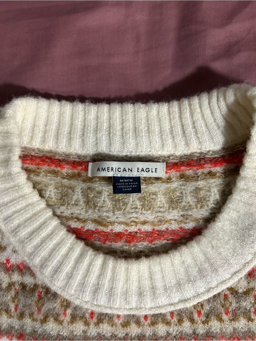 American Eagle Patterned Crewneck Sweater Size M - Picture 2 of 5